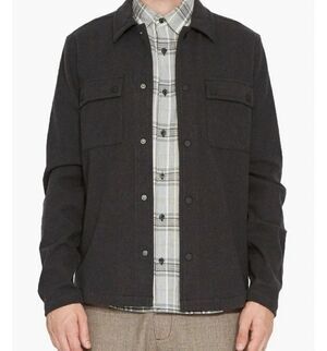 CIVIL SOCIETY Shirt Jacket Mens Large Charcoal Gray Snap Button Cotton Knit